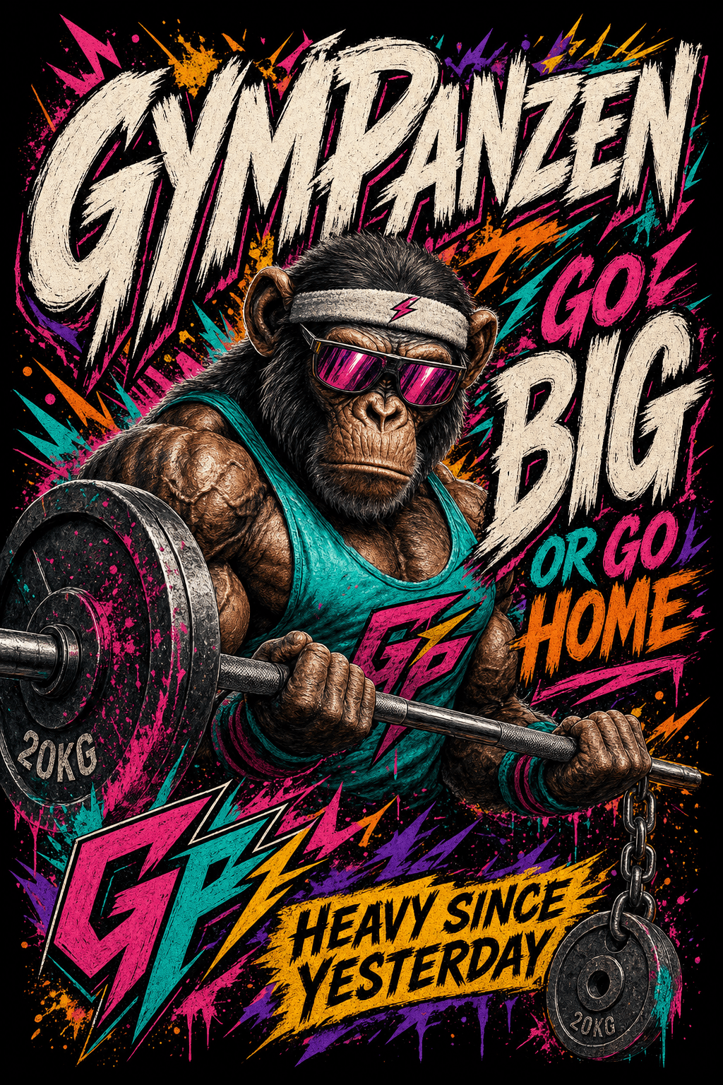 GYMPANZEN Drop 02 — GO BIG OR GO HOME Typo-Motiv auf Misty Grey