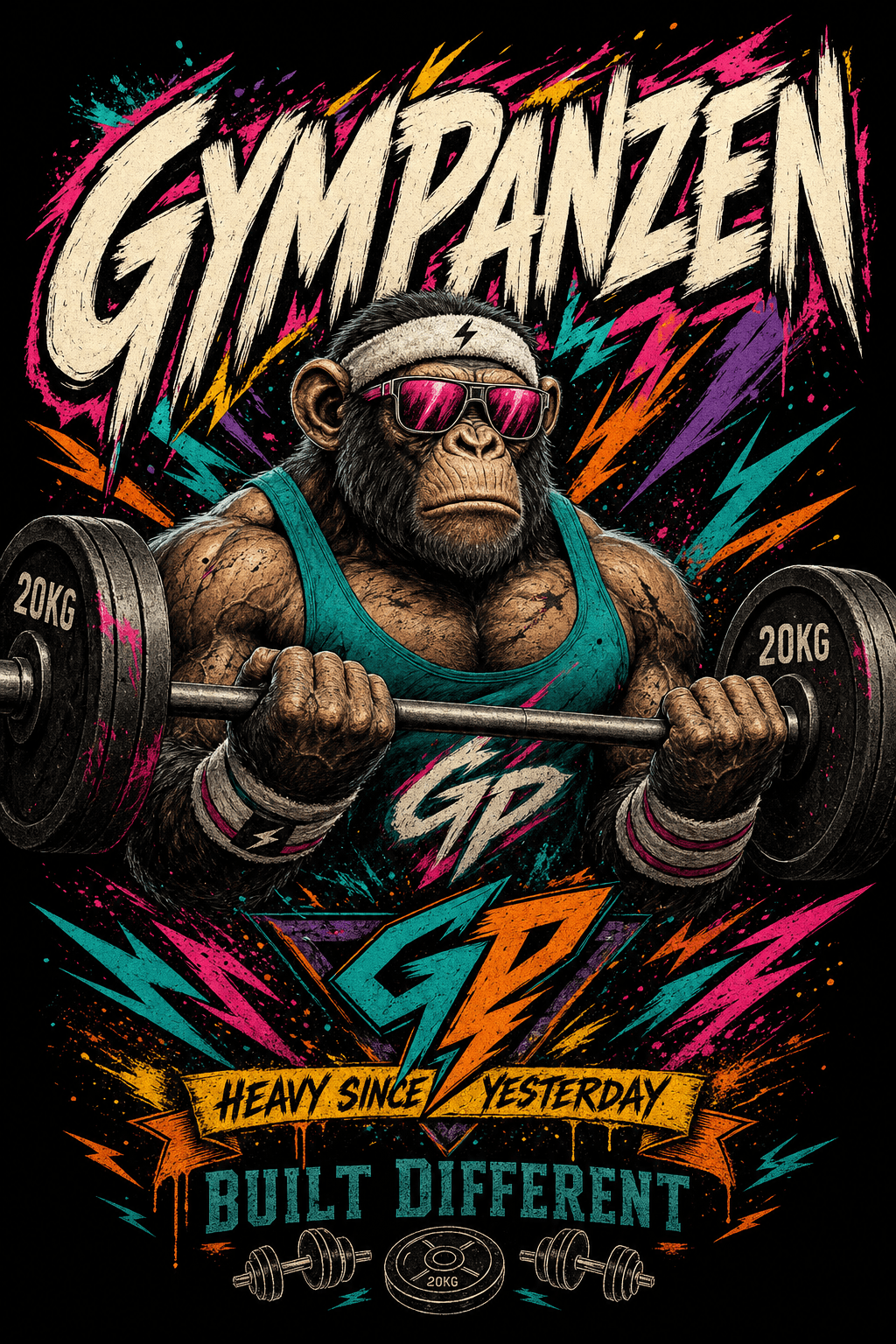 GYMPANZEN Drop 03 — BUILT DIFFERENT Icon-Motiv auf Bubble Pink